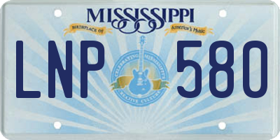 MS license plate LNP580