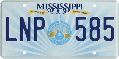 MS license plate LNP585