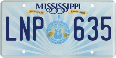 MS license plate LNP635