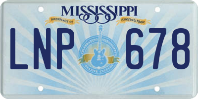 MS license plate LNP678