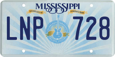 MS license plate LNP728