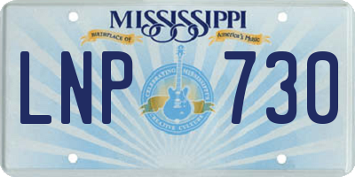 MS license plate LNP730