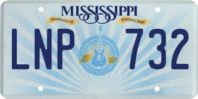 MS license plate LNP732