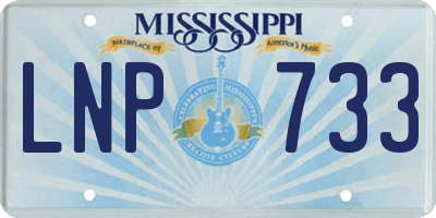 MS license plate LNP733
