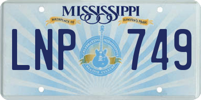 MS license plate LNP749