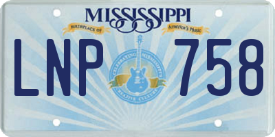 MS license plate LNP758