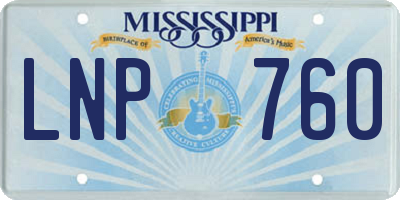 MS license plate LNP760