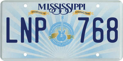 MS license plate LNP768