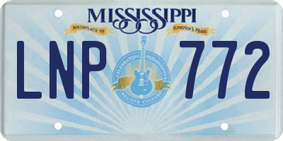 MS license plate LNP772