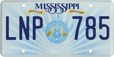 MS license plate LNP785
