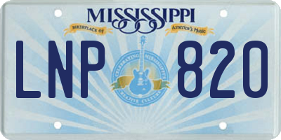 MS license plate LNP820