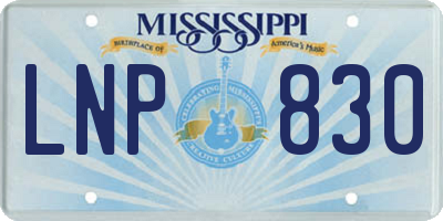 MS license plate LNP830