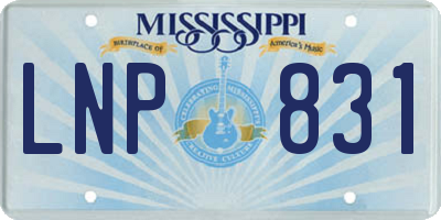 MS license plate LNP831