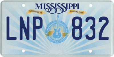 MS license plate LNP832