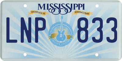 MS license plate LNP833