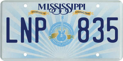 MS license plate LNP835