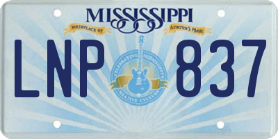 MS license plate LNP837