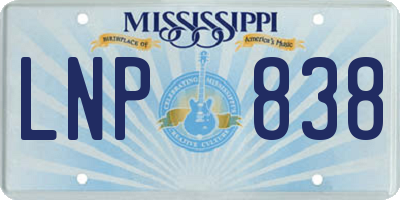 MS license plate LNP838