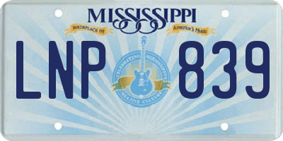MS license plate LNP839