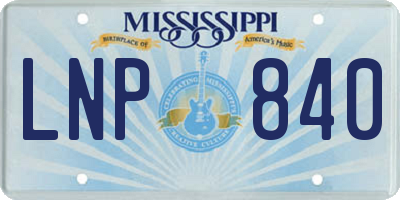 MS license plate LNP840