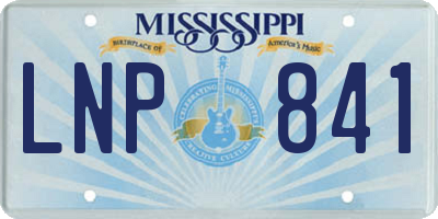 MS license plate LNP841