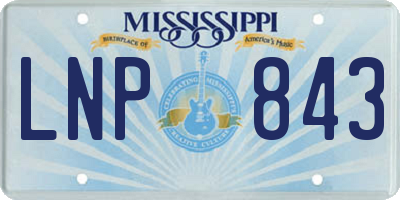 MS license plate LNP843