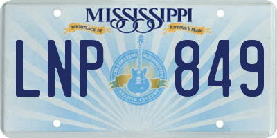 MS license plate LNP849