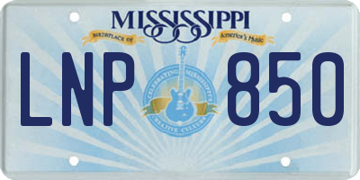 MS license plate LNP850