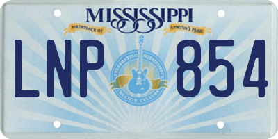 MS license plate LNP854