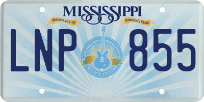 MS license plate LNP855