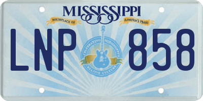 MS license plate LNP858