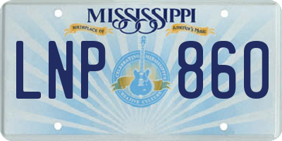 MS license plate LNP860
