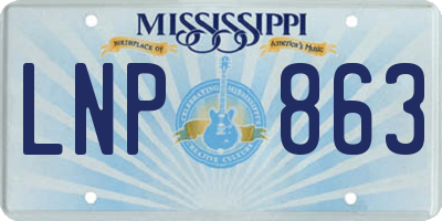 MS license plate LNP863
