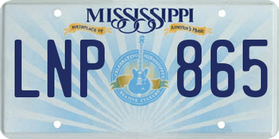 MS license plate LNP865