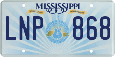 MS license plate LNP868
