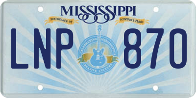 MS license plate LNP870