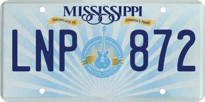 MS license plate LNP872