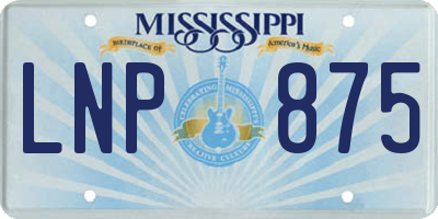 MS license plate LNP875