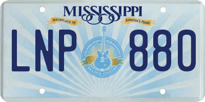 MS license plate LNP880