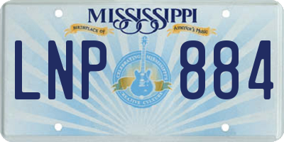 MS license plate LNP884