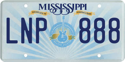 MS license plate LNP888