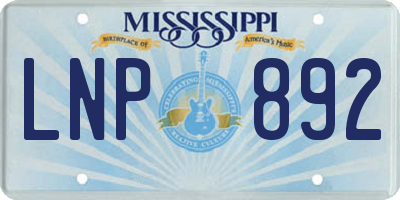 MS license plate LNP892