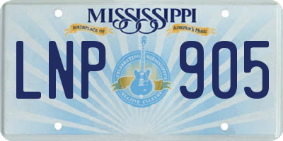 MS license plate LNP905