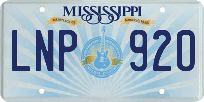 MS license plate LNP920