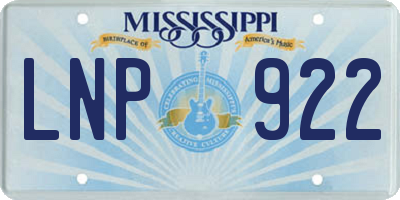 MS license plate LNP922