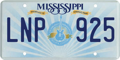 MS license plate LNP925