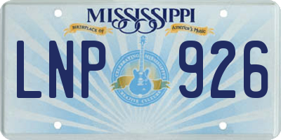 MS license plate LNP926