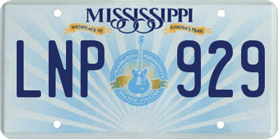 MS license plate LNP929