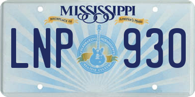 MS license plate LNP930