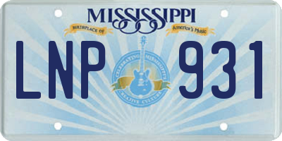 MS license plate LNP931